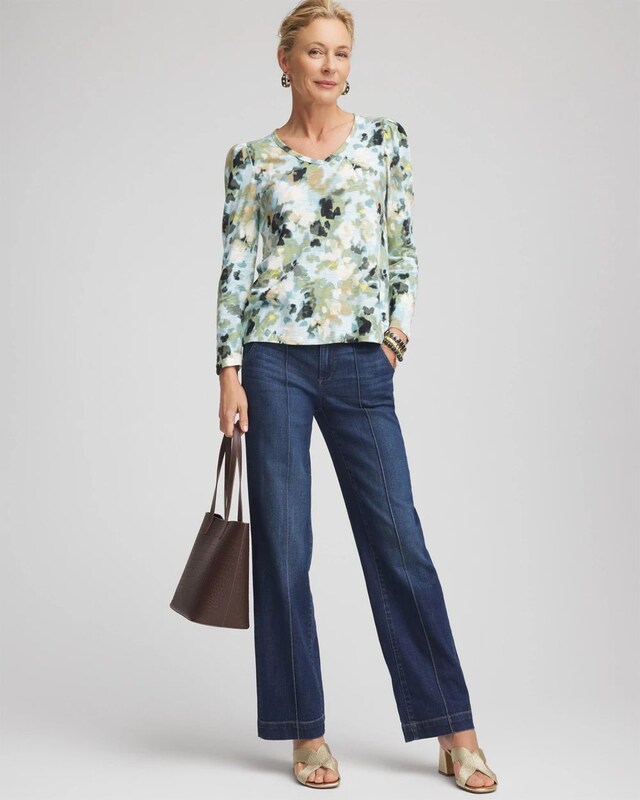 Printed Slub Puff-Sleeve Tee - image 2